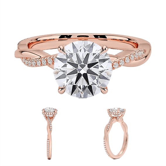 Classic Twisted Vine 2ct E VVS2 Hidden Halo Peve Lab Diamond Engagement Ring (RD 8139)