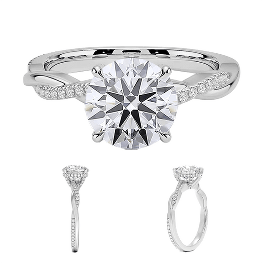 Classic Twisted Vine 2ct E VVS2 Hidden Halo Peve Lab Diamond Engagement Ring (RD 8139)