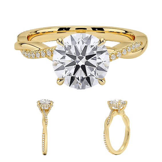 Classic Twisted Vine 2ct E VVS2 Hidden Halo Peve Lab Diamond Engagement Ring (RD 8139)