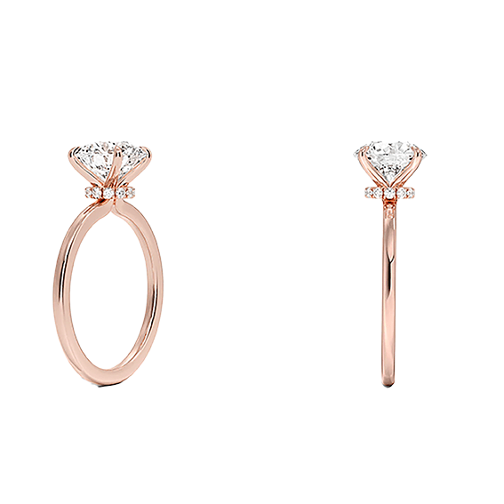 Secret Halo Four-Prong  14k 1.5ct D VVS2 Solitaire Round Brilliant Cut Lab Diamond Engagement Ring  (RD 1128)