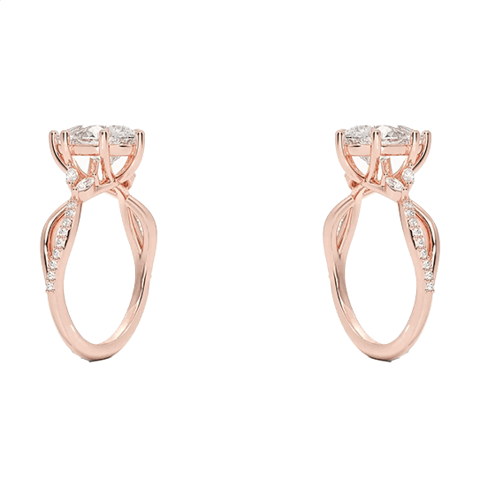 Luxe Willow Twisted Band Six ProngS 2ct E VVS2 Pear Cut Water Drop Lab Diamond Engagement ring(PE 6121)
