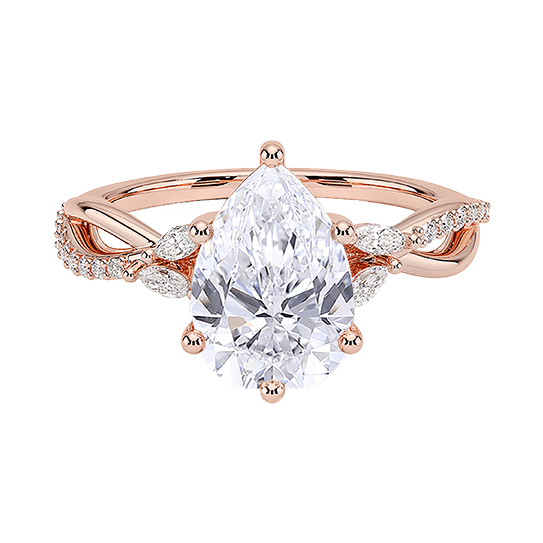 Luxe Willow Twisted Band Six ProngS 2ct E VVS2 Pear Cut Water Drop Lab Diamond Engagement ring(PE 6121)