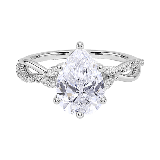 Luxe Willow Twisted Band Six ProngS 2ct E VVS2 Pear Cut Water Drop Lab Diamond Engagement ring(PE 6121)