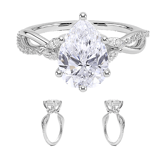 Luxe Willow Twisted Band Six ProngS 2ct E VVS2 Pear Cut Water Drop Lab Diamond Engagement ring(PE 6121)