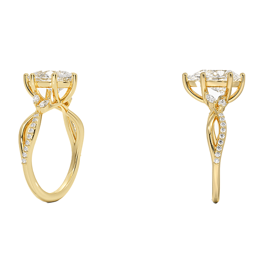 Luxe Willow Twisted Band Six ProngS 2ct E VVS2 Pear Cut Water Drop Lab Diamond Engagement ring(PE 6121)