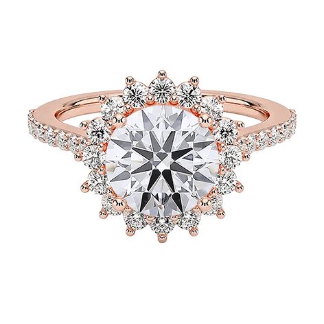 Sunflower Halo Lab Diamond Engagement Ring Round Brilliant Cut 1.5ct (RD 1149)