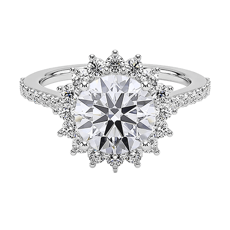 Sunflower Halo Lab Diamond Engagement Ring Round Brilliant Cut 1.5ct (RD 1149)