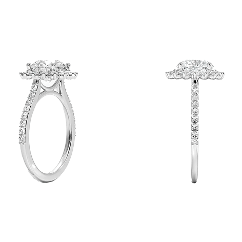 Sunflower Halo Lab Diamond Engagement Ring Round Brilliant Cut 1.5ct (RD 1149)