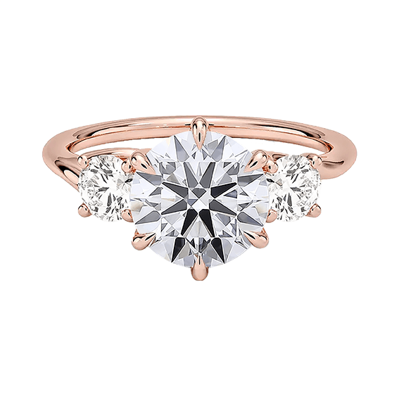 Three Stone 2ct E VVS2 Round Brilliant Cut Six Prong Lab Diamond Ring (RD 1147)
