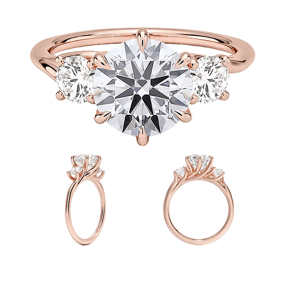 Three Stone 2ct E VVS2 Round Brilliant Cut Six Prong Lab Diamond Ring (RD 1147)