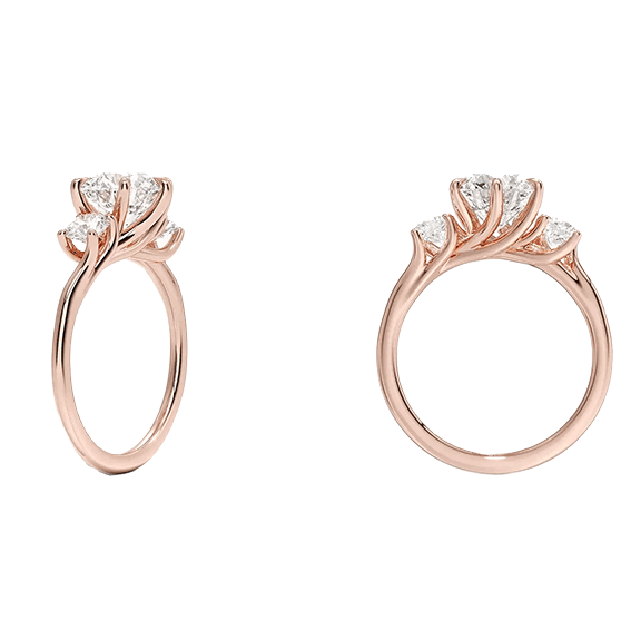 Three Stone 2ct E VVS2 Round Brilliant Cut Six Prong Lab Diamond Ring (RD 1147)