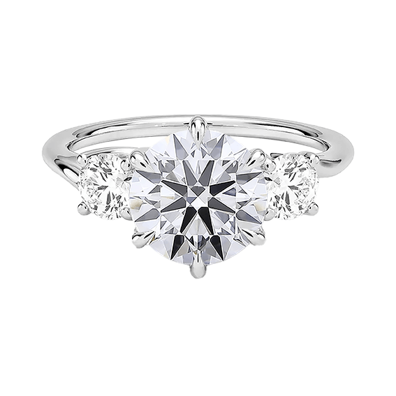 Three Stone 2ct E VVS2 Round Brilliant Cut Six Prong Lab Diamond Ring (RD 1147)