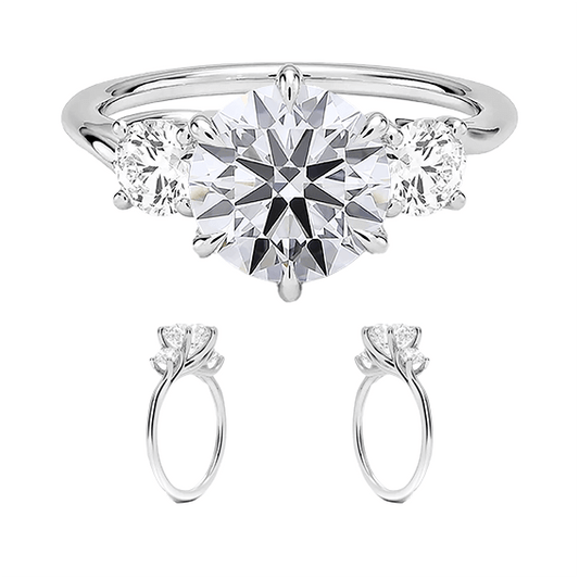 Three Stone 2ct E VVS2 Round Brilliant Cut Six Prong Lab Diamond Ring (RD 1147)