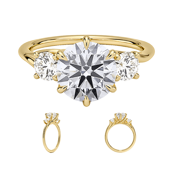 Three Stone 2ct E VVS2 Round Brilliant Cut Six Prong Lab Diamond Ring (RD 1147)