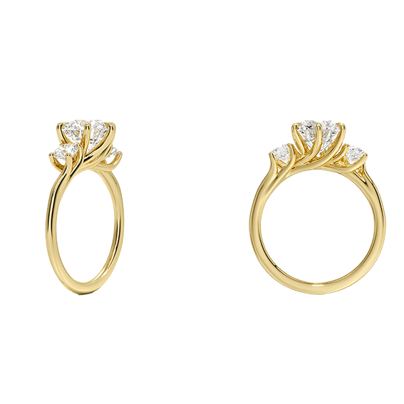 Three Stone 2ct E VVS2 Round Brilliant Cut Six Prong Lab Diamond Ring (RD 1147)