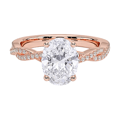 Adorned Luxe Petite Twisted Vine Hidden Halo Diamond Engagement Ring Oval Cut 2ct E VVS2 (OV 3136)