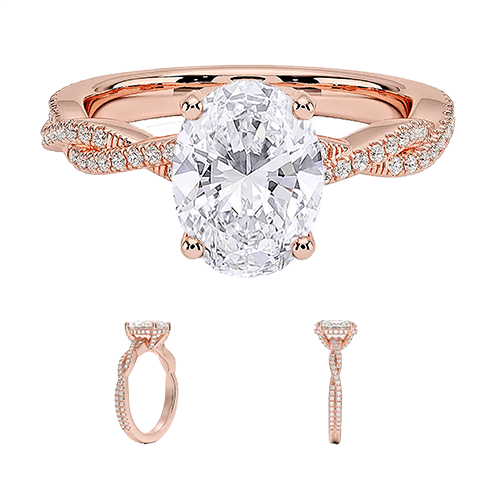 Adorned Luxe Petite Twisted Vine Hidden Halo Diamond Engagement Ring Oval Cut 2ct E VVS2 (OV 3136)