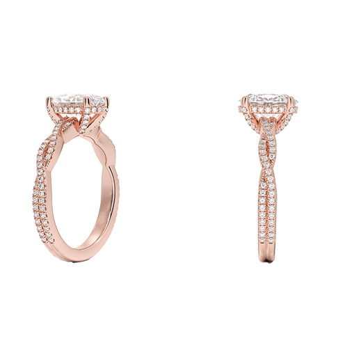 Adorned Luxe Petite Twisted Vine Hidden Halo Diamond Engagement Ring Oval Cut 2ct E VVS2 (OV 3136)