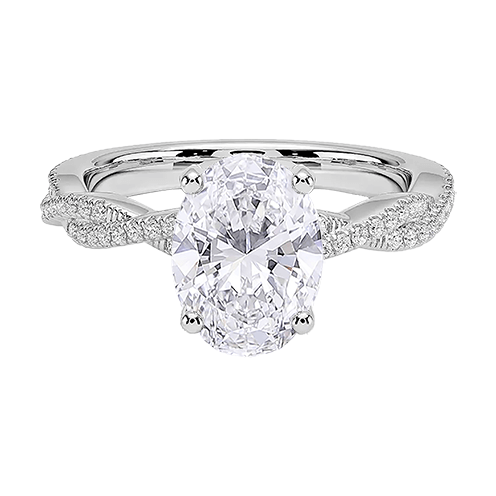 Adorned Luxe Petite Twisted Vine Hidden Halo Diamond Engagement Ring Oval Cut 2ct E VVS2 (OV 3136)