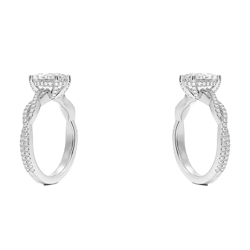 Adorned Luxe Petite Twisted Vine Hidden Halo Diamond Engagement Ring Oval Cut 2ct E VVS2 (OV 3136)