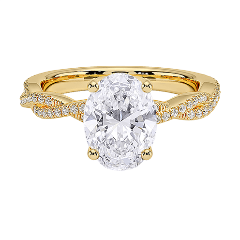 Adorned Luxe Petite Twisted Vine Hidden Halo Diamond Engagement Ring Oval Cut 2ct E VVS2 (OV 3136)