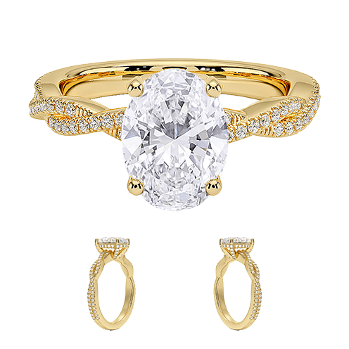 Adorned Luxe Petite Twisted Vine Hidden Halo Diamond Engagement Ring Oval Cut 2ct E VVS2 (OV 3136)