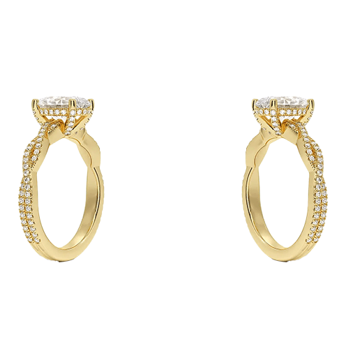 Adorned Luxe Petite Twisted Vine Hidden Halo Diamond Engagement Ring Oval Cut 2ct E VVS2 (OV 3136)