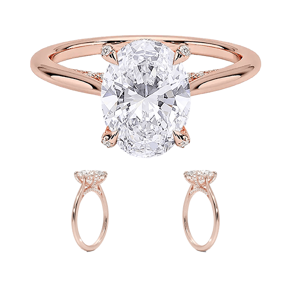 Classic Dawn Four-Prong 14k 2.5CT  E VVS2 OVAL 1.8mm Oval Cut 1/10 Lab Diamond Engagement Ring  (OV 3119)