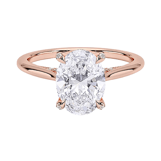 Classic Dawn Four-Prong 14k 4CT E VS1 OVAL 1.8mm Oval Cut 1/5 Lab Diamond Engagement Ring  (OV 3121)