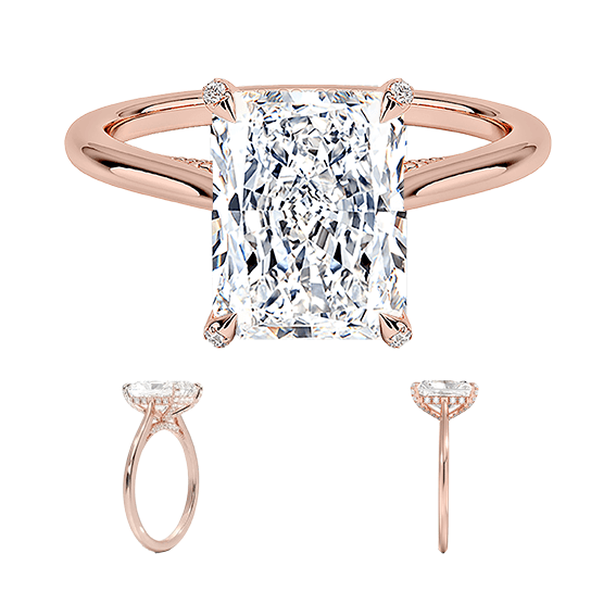 Classic Dawn Four-Prong 14k 3ct E VVS2 Radiant Cut 1/5 Lab Diamond Engagement Ring  (RA 2122)