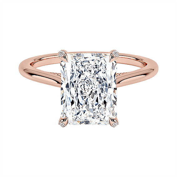 Classic Dawn Four-Prong 14k 3ct E VVS2 Radiant Cut 1/5 Lab Diamond Engagement Ring  (RA 2122)