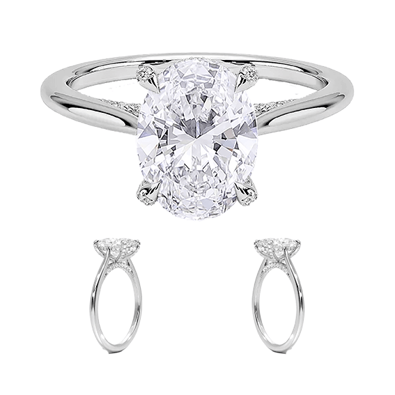Classic Dawn Four-Prong 14k 2.5CT  E VVS2 OVAL 1.8mm Oval Cut 1/10 Lab Diamond Engagement Ring  (OV 3119)