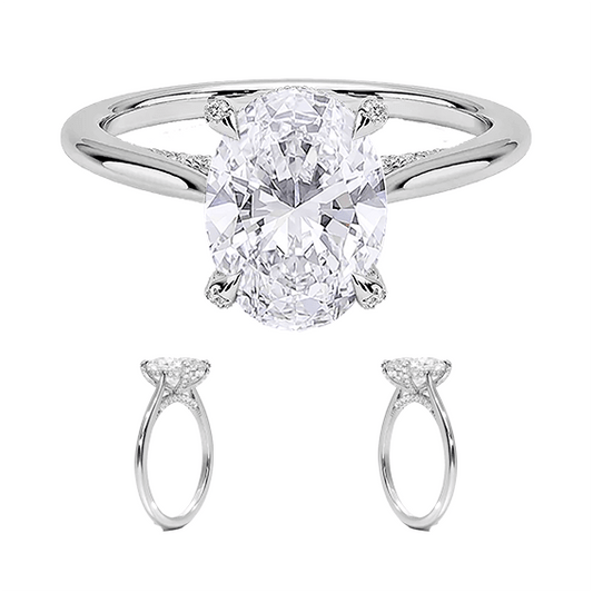 Classic Dawn Four-Prong 14k 2.5CT  E VVS2 OVAL 1.8mm Oval Cut 1/10 Lab Diamond Engagement Ring  (OV 3119)