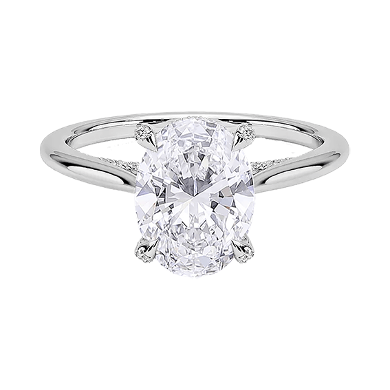 Classic Dawn Four-Prong 14k 4CT E VS1 OVAL 1.8mm Oval Cut 1/5 Lab Diamond Engagement Ring  (OV 3121)