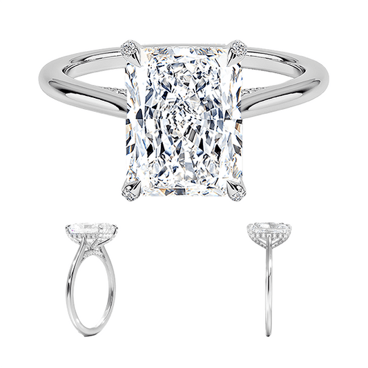 Classic Dawn Four-Prong 14k 3ct E VVS2 Radiant Cut 1/5 Lab Diamond Engagement Ring  (RA 2122)