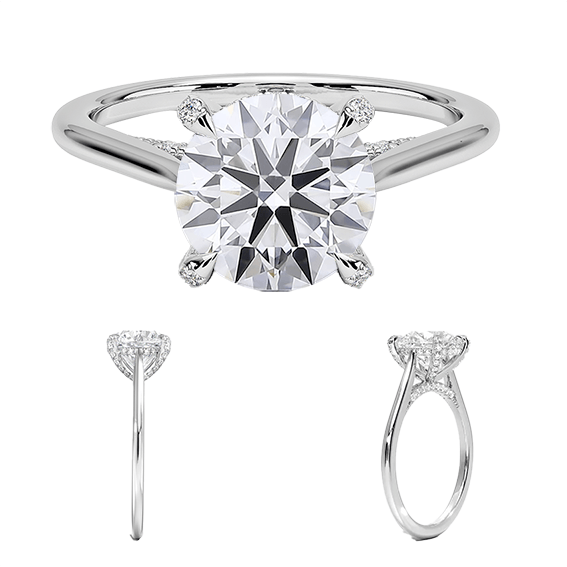 Classic Dawn Four-Prong Engagement Ring 14k 2.5ct E VVS2 Hidden Halo  Solitaire Round Brilliant Cut Lab Diamond (RD 2132)