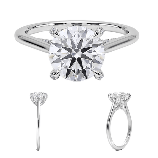 Classic Dawn Four-Prong Engagement Ring 14k 2.5ct E VVS2 Hidden Halo  Solitaire Round Brilliant Cut Lab Diamond (RD 2132)