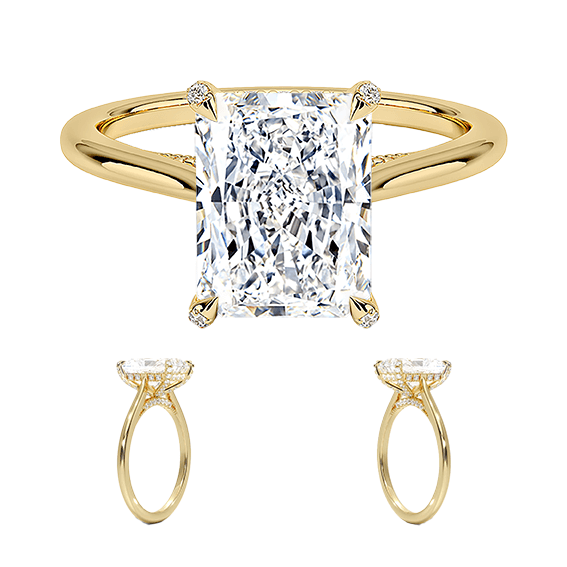 Classic Dawn Four-Prong 14k 3ct E VVS2 Radiant Cut 1/5 Lab Diamond Engagement Ring  (RA 2122)