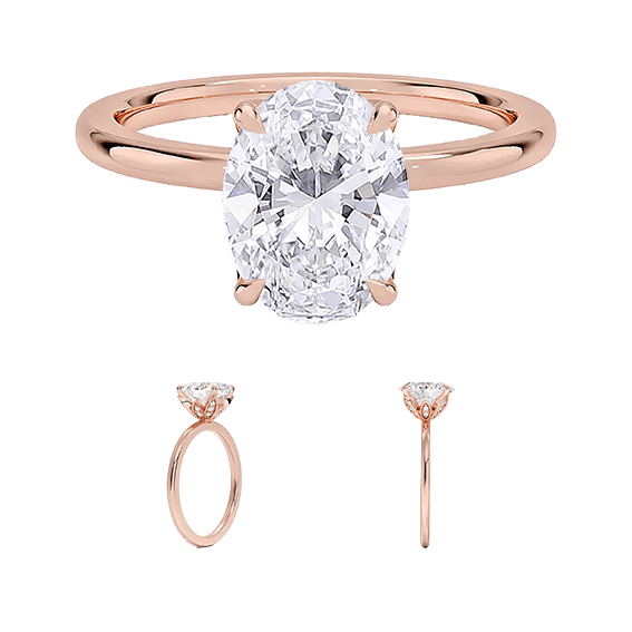 Petal 1.5ct D VVS2 Oval Cut Diamond Engagement Ring with Lab Diamond (OV 3125)