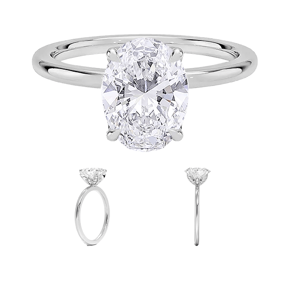 Petal 1.5ct D VVS2 Oval Cut Diamond Engagement Ring with Lab Diamond (OV 3125)