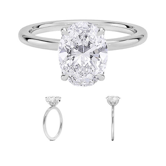 Petal 1.5ct D VVS2 Oval Cut Diamond Engagement Ring with Lab Diamond (OV 3125)