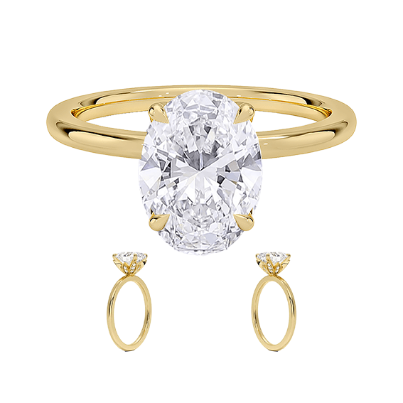 Petal 1.5ct D VVS2 Oval Cut Diamond Engagement Ring with Lab Diamond (OV 3125)