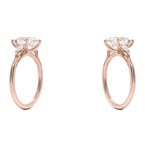 14K Gold Three Stone Pear Cut Shapeb 1.5ct D VVS2 Lab Diamond Engagement Ring (PE 1121)