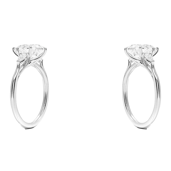 14K Gold Three Stone Pear Cut Shapeb 1.5ct D VVS2 Lab Diamond Engagement Ring (PE 1121)