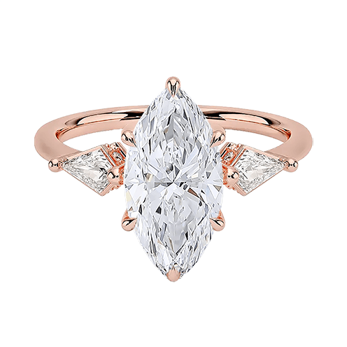 Luxe 2ct E VVS2 Three Stone Hidden Accent Diamond Engagement Ring Marquise Cut (MAR 8128)