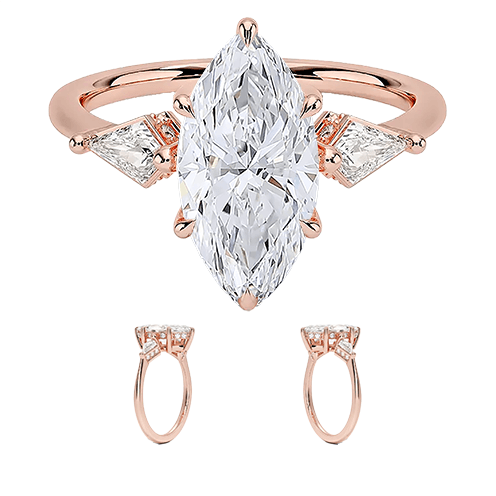 Luxe 2ct E VVS2 Three Stone Hidden Accent Diamond Engagement Ring Marquise Cut (MAR 8128)