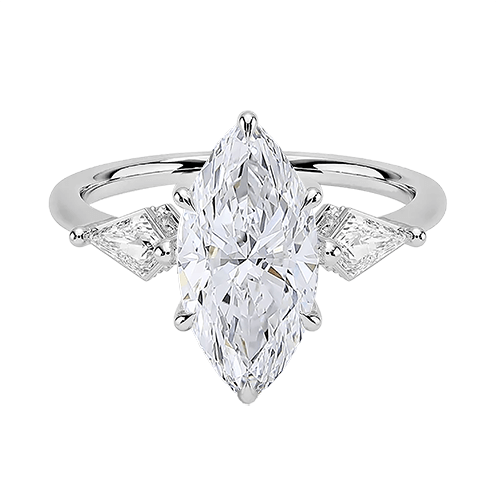 Luxe 2ct E VVS2 Three Stone Hidden Accent Diamond Engagement Ring Marquise Cut (MAR 8128)