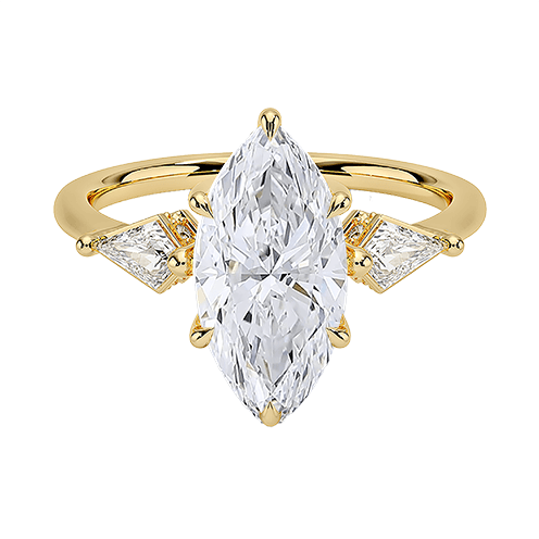 Luxe 2ct E VVS2 Three Stone Hidden Accent Diamond Engagement Ring Marquise Cut (MAR 8128)