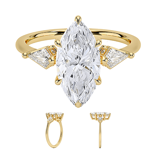 Luxe 2ct E VVS2 Three Stone Hidden Accent Diamond Engagement Ring Marquise Cut (MAR 8128)