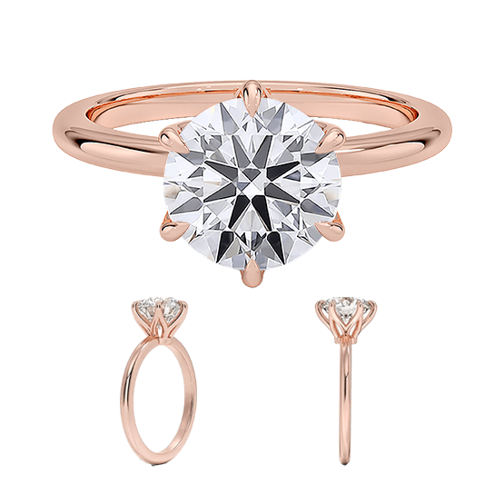 Six Prong 1.5ct D VVS2 Engagement Ring 14K Solitaire with Lab Diamond (RD 1121)